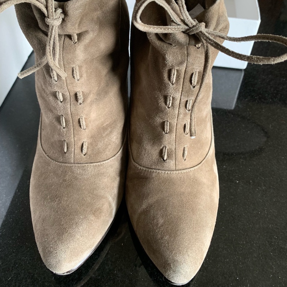 Grey suede heels booties
